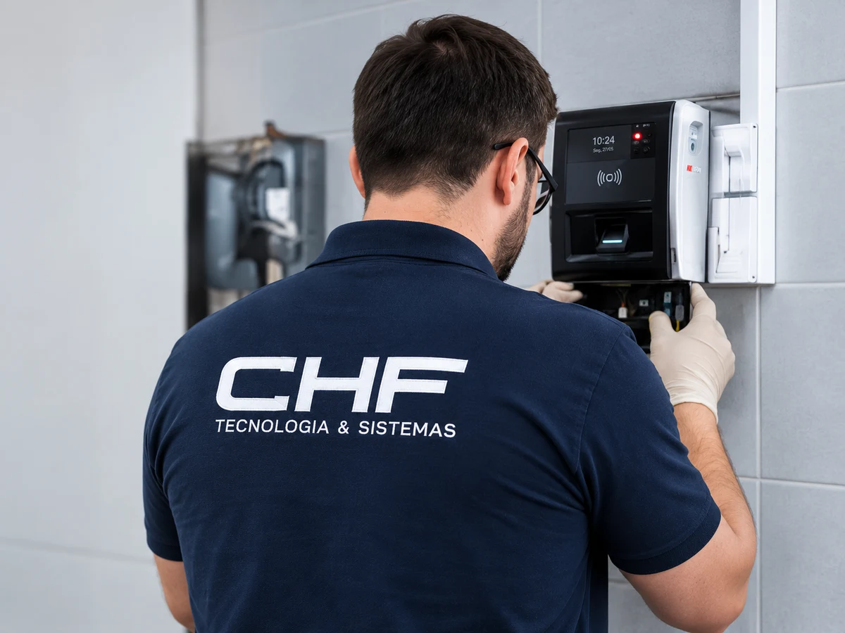 Técnico da CHF realizando manutenção